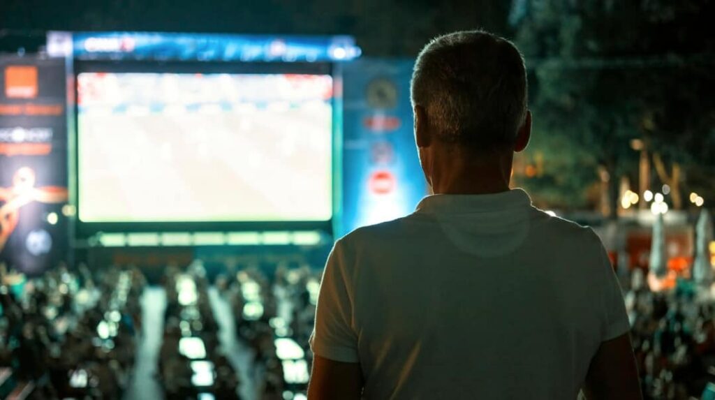 watching a concert at a corporate event