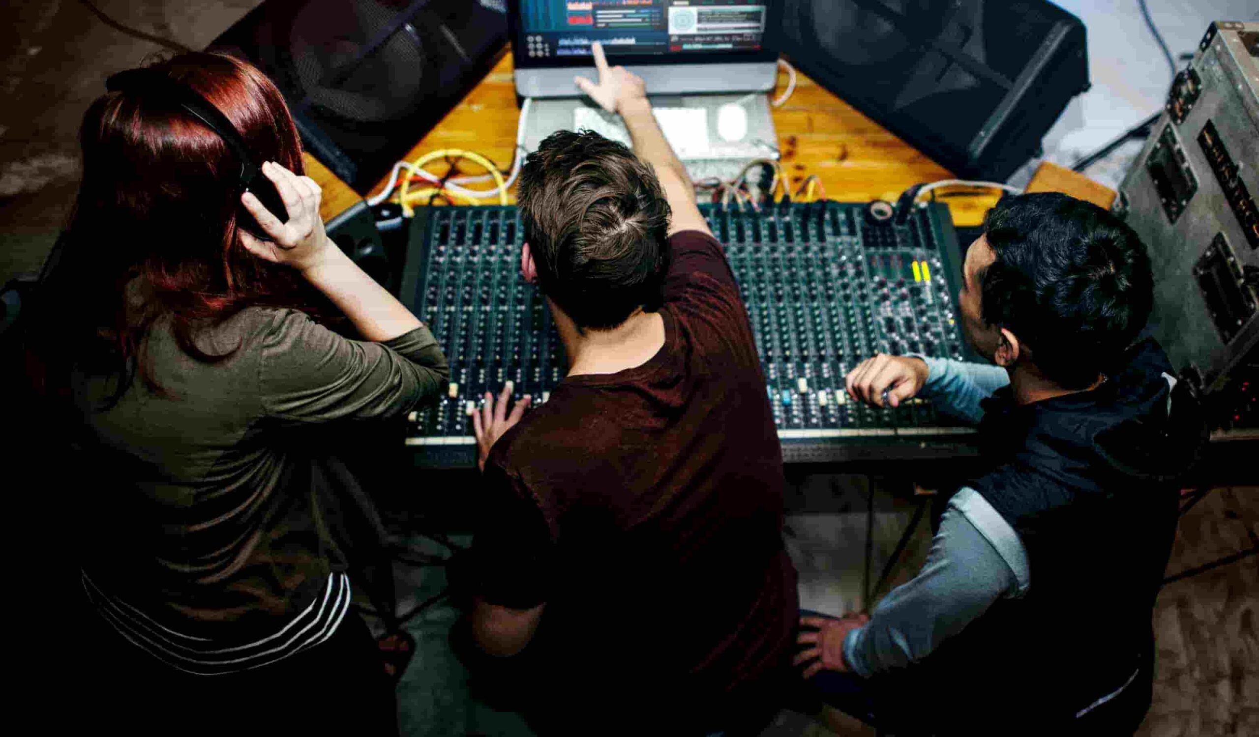event production crew working on concert sound